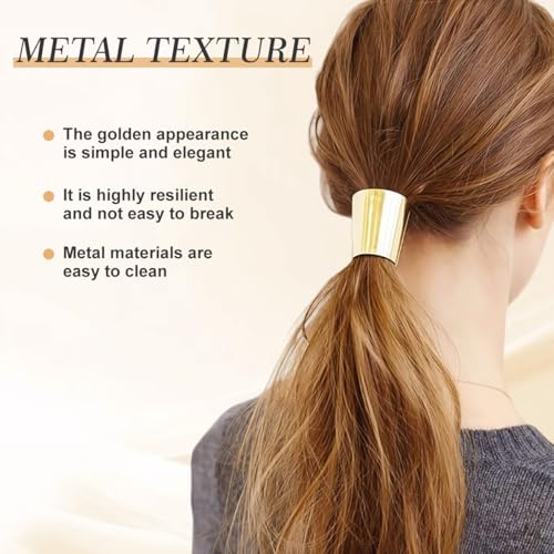 Gothic Punk Metal Circle Hair Cuff Ponytail Holder Hair Ties 2-Pack