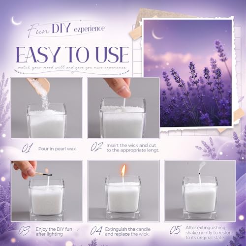 Pearled Scented Candle Kit with Wicks & Wooden Spoon - Summer Night Variation