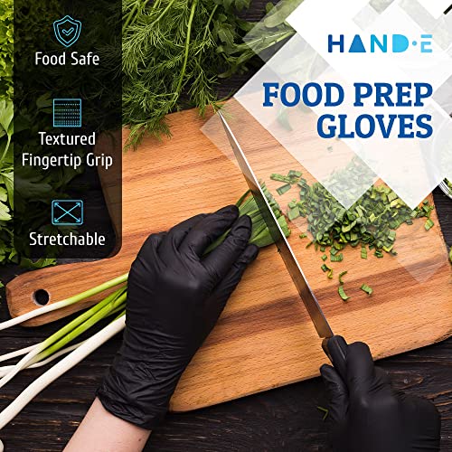 Hand-E Touch Black Nitrile Disposable Gloves - Large Pack of 100
