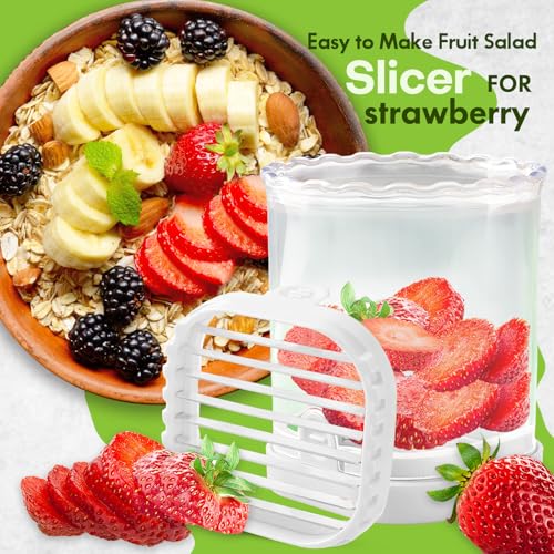 COKSDUPID White Strawberry Slicer - 8-Blade Detachable Cutter