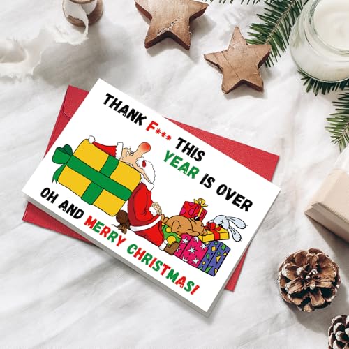 Funny Tired Santa Christmas Card - Sarcastic Holiday Greeting Card
