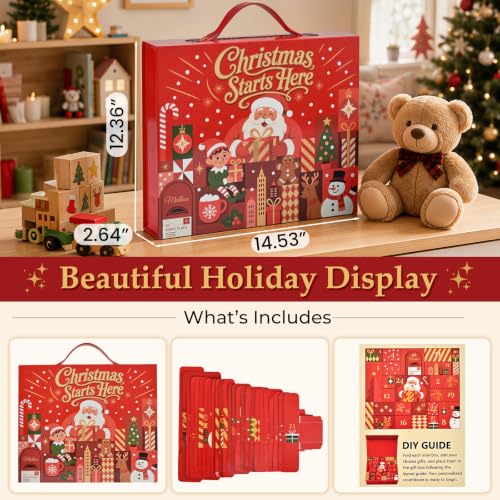 Red 24-Day Christmas Advent Calendar with Fillable Gift Boxes - DIY Holiday Countdown