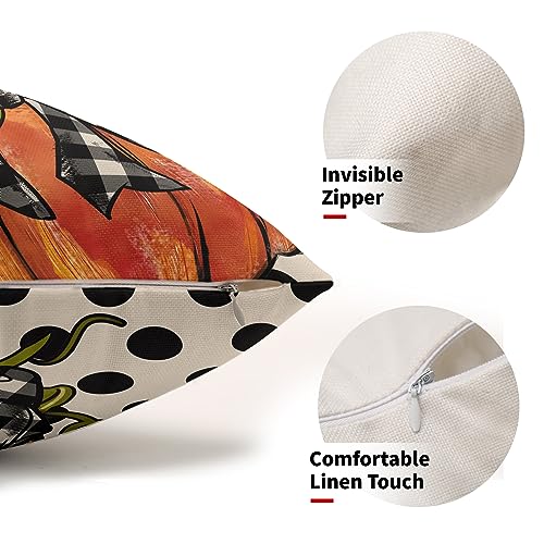 Sweetshow Fall Lumbar Pillow Covers 12x20, Orange Pumpkin Throw Set of 2