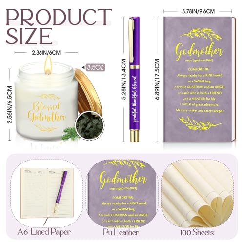 Purple Godmother Gifts Set for Women from Godchild - Mug, Candle, Notebook & Pen