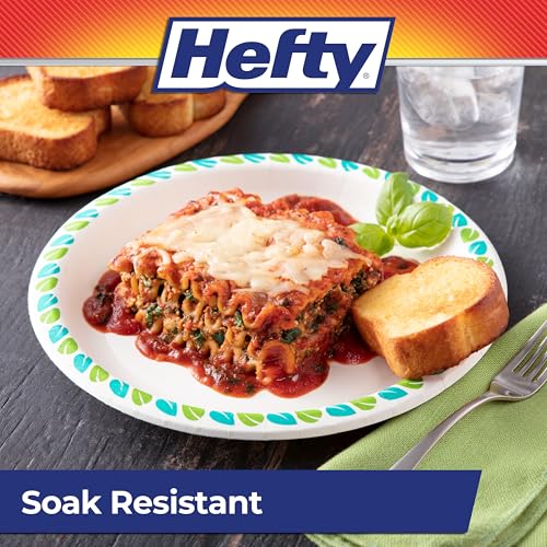 Hefty 10 Inch Compostable Paper Plates Pack of 3 - 20 Count Stylish & Soak-Resistant Disposable Dinnerware