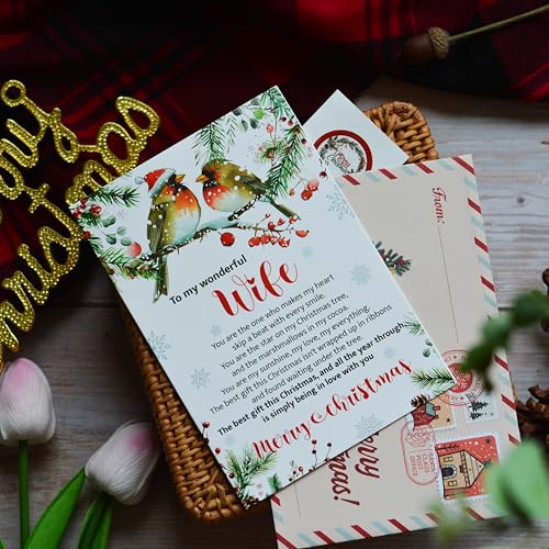 Romantic Christmas Card for Wife with Envelope & Seal