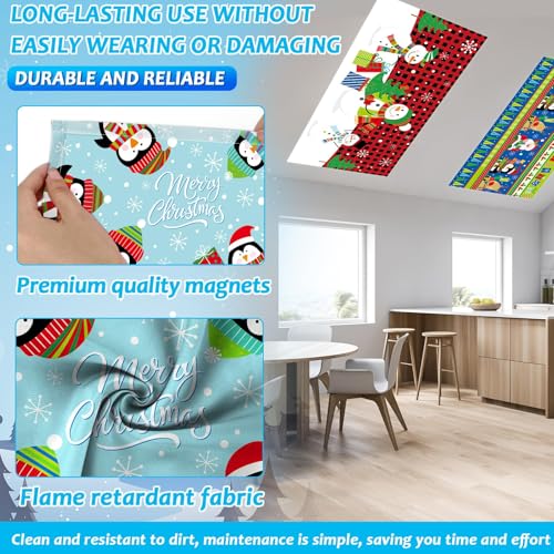 Magnetic Fluorescent Light Covers for Classroom Ceiling Lights - Christmas Snowman Decor, 4x2 Feet, Pack of 6