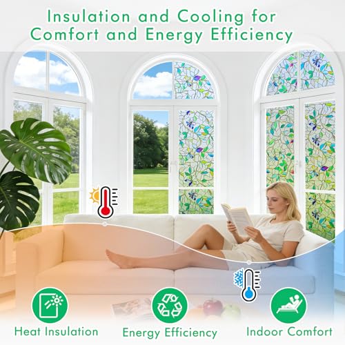 Ivy Green Window Privacy Film 17.5x78.5 | Heat Blocking & UV Protection