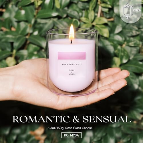 Rose Scented Candle – Hand-Poured Aromatherapy Gift in Glass Jar, 5.3 oz