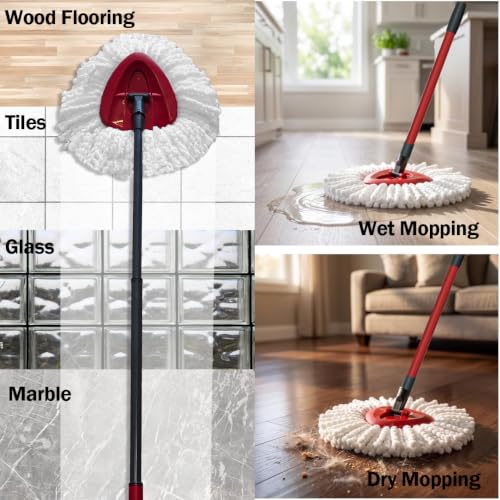Spin Mop Replacement Heads for O-Cedar EasyWring, 4-Pack Microfiber