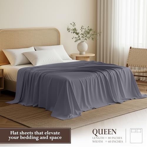 Queen Size Flat Sheet Set of 6 - Ultra Soft Grey Microfiber