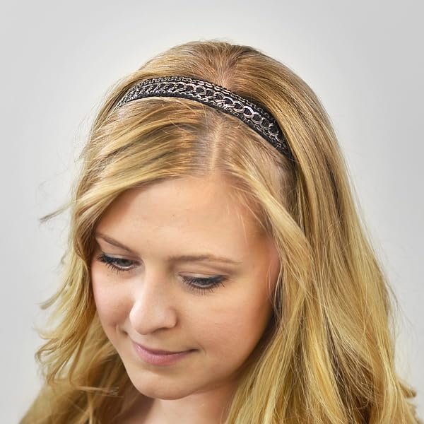 Expo International Chain Design Stretch Headband Black Silver