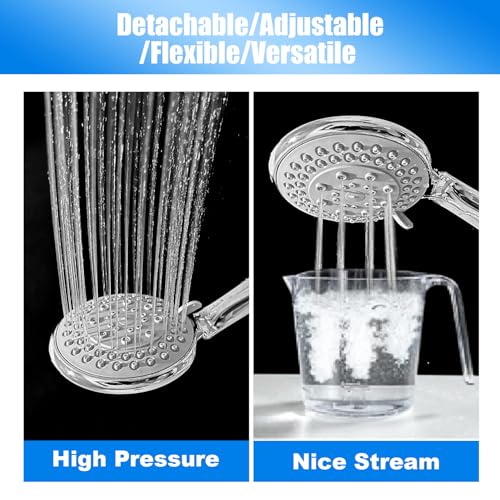 High Pressure Handheld Shower Head with 5 Functions & 4.7 ft Hose