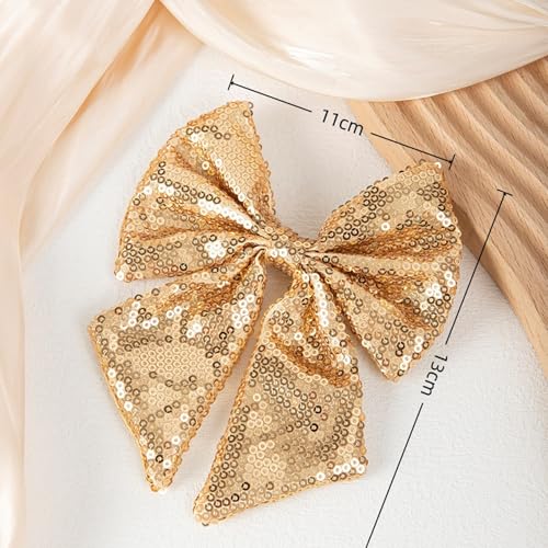 ZOONAI Sequin Glitter Hair Bow Clip - Sparkling Red Bowknot for Girls