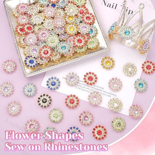 160 PCS 14mm Mixed Color Sew-On Rhinestones for Crafting