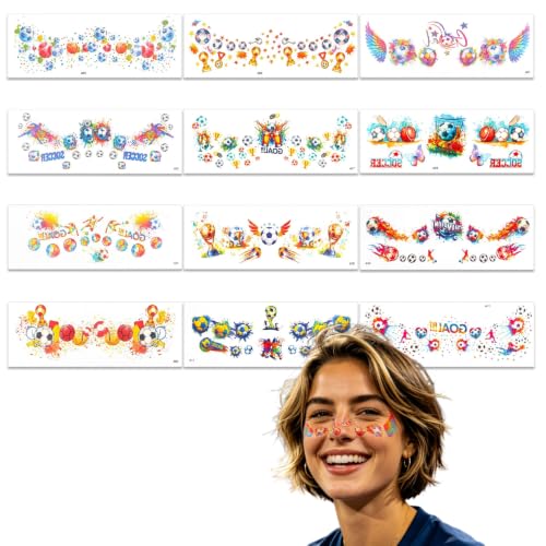 Watercolor Football Temporary Tattoo Stickers Waterproof Face Decals for Fans