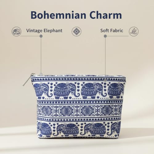 COARA Elephant Travel Makeup Bag - Cute Cosmetic Pouch & Organizer
