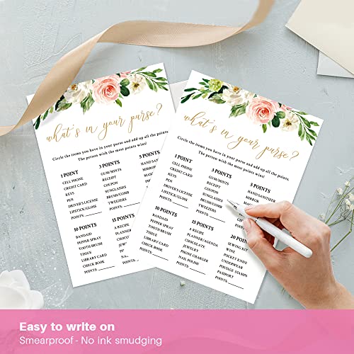 What's in Your Purse Game Cards - 30 Pack for Bridal Shower & Weddings