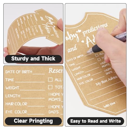 G2PLUS 50PCS Baby Shower Advice Cards - Onesie Predictions & Wishes