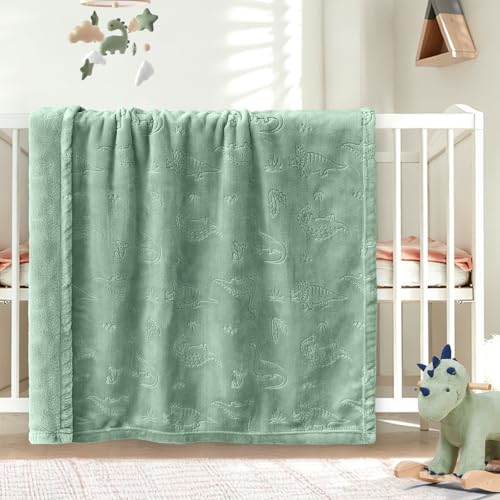 BORITAR Ultra Soft Baby Blanket - 3D Elephant Design, Sage Green, 30x40