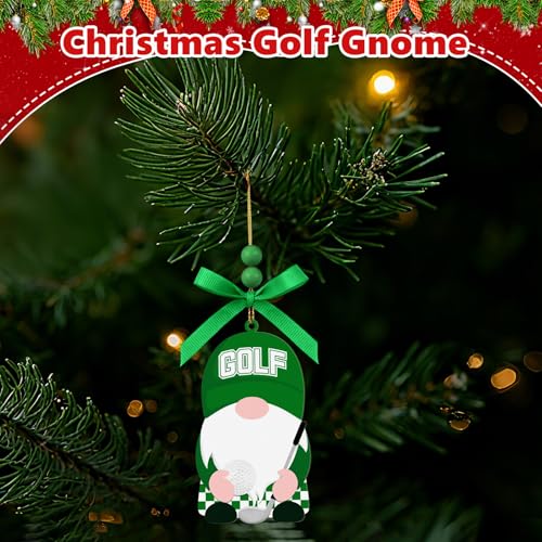Gnome Golf Ball Ornament - Wooden Christmas Tree Decoration
