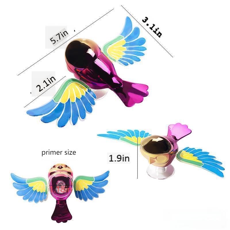 Wind-Powered Flapping Wings Flying Bird Car Ornament - Blue