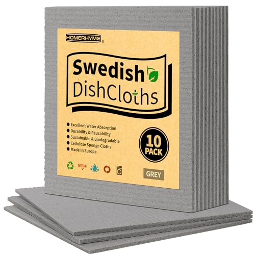 Grey 10-Pack Reusable Swedish Dishcloths - Absorbent, Eco-Friendly Kitchen Towels