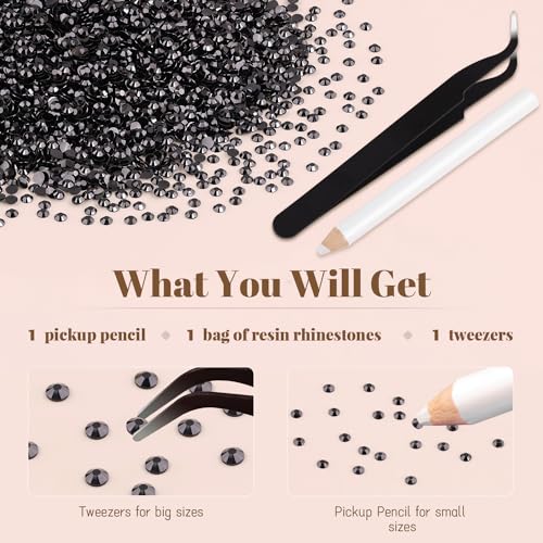 Black Resin Rhinestones 3mm 5000pcs Flatback Crystals with Tools