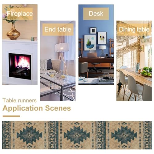 Aztec Geometric Table Runner 13x36 Inch Ethnic Boho Farmhouse Decor - Variation W13xL36