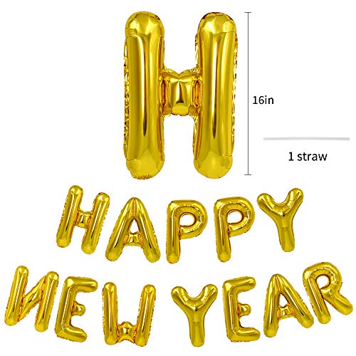 16-Inch Happy New Year Balloons Banner for 2025 Party Decor