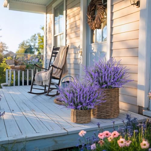 10 Bundles of Artificial Lavender Flowers - Deep Purple Faux Plants
