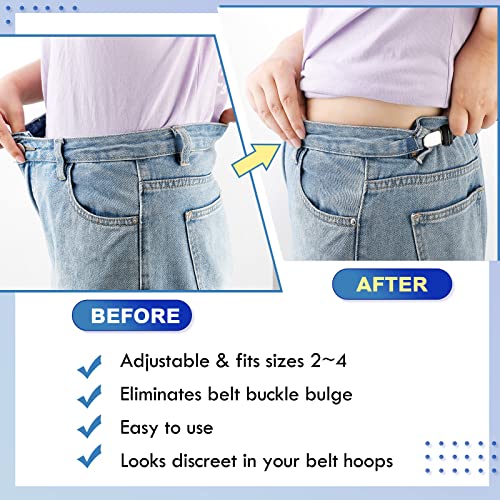 Eurzom 6 Pcs Adjustable Pant Waist Tightener Clips - Black Elastic Straps