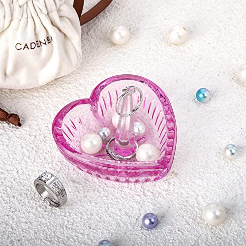 Pink K9 Crystal Heart Ring Holder Dish for Jewelry Organization
