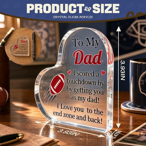 Heart-Shaped Acrylic Football Plaque - Unique Dad Gift