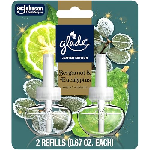 Glade PlugIns Refills Air Freshener, Bergamot & Eucalyptus, 0.67 Fl Oz (Pack of 2)