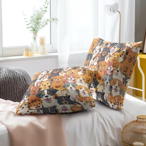 18x18 Cartoon Dog Pillow Covers Set of 2 - Ultra-Soft & Hypoallergenic