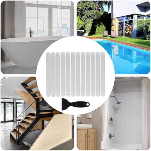 Dimeho Anti-Slip Bathtub Stickers - 12 Pack Non-Slip Shower Safety Strips