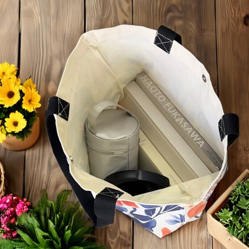 Watercolor Garden Large Canvas Tote Bag - Reusable for Shopping, Travel, Beach