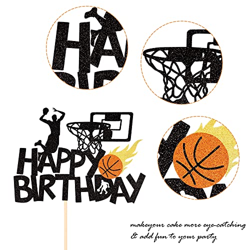 Basketball Birthday Cake Topper - Glitter Sports Theme Decor