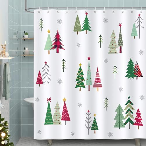 Bonhause Christmas Tree Shower Curtain - 72x72 Waterproof Polyester