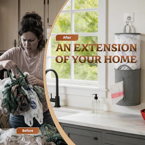 Extra Large Plastic Bag Holder Dispenser - Deep Grey (1 Pc)