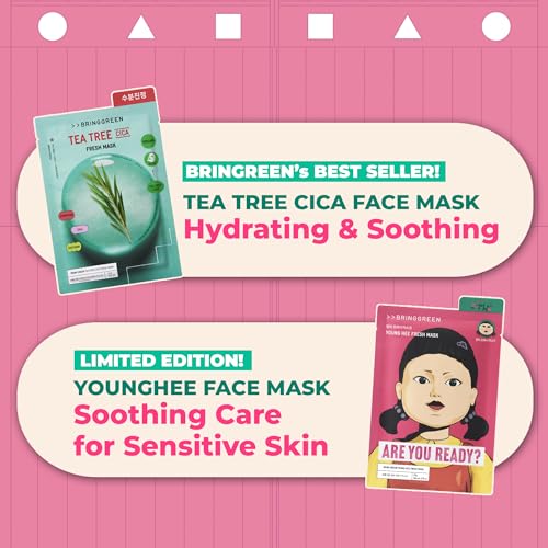 BRING GREEN Tea Tree Cica Soothing Facial Sheet Mask Set 10 Sheets