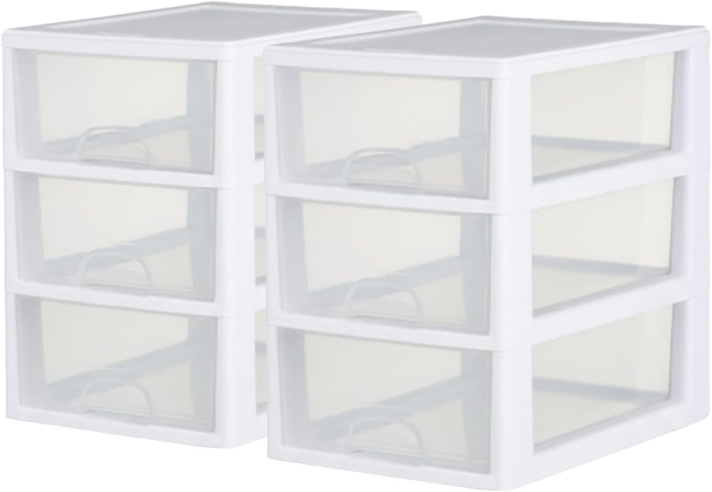 Sterilite 6-Pack Stacking Drawer Set - Clear Storage Organizers with White Frame for Clothes & Accessories