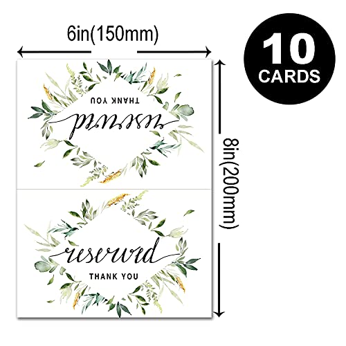 Greenery Reserved Table Signs - 10 Pack, 4x6 Inches for Weddings & Events