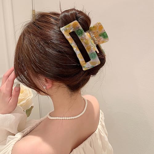 Lemon Hair Claw Clip - Non-Slip Resin Square Summer Fruit Hair Jaw Clamp