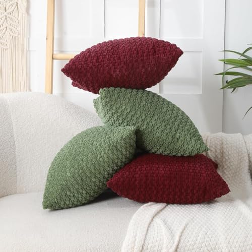 Rust Corduroy Throw Pillow Covers 18x18, Set of 2 Fall Boho Decor