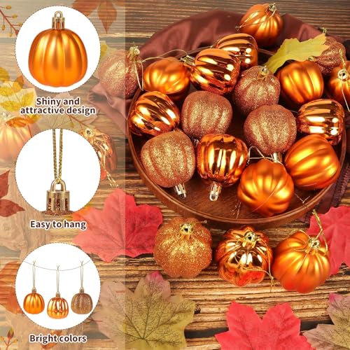 12 Pcs Mini Pumpkin Hanging Ornaments, 2.36" Fall Autumn Tree Decorations