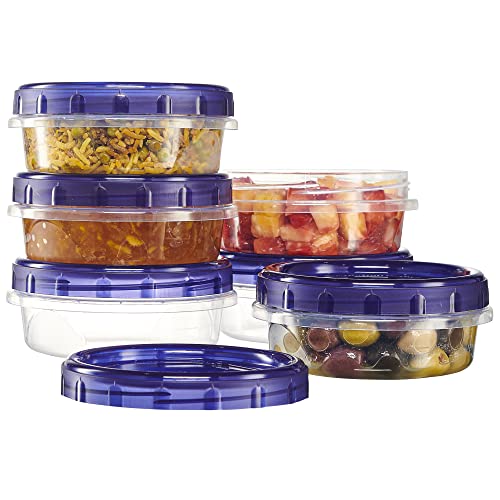 PLASTICPRO 6 Pack 8 oz Twist Cap Food Storage Containers - BPA Free, Microwave & Freezer Safe