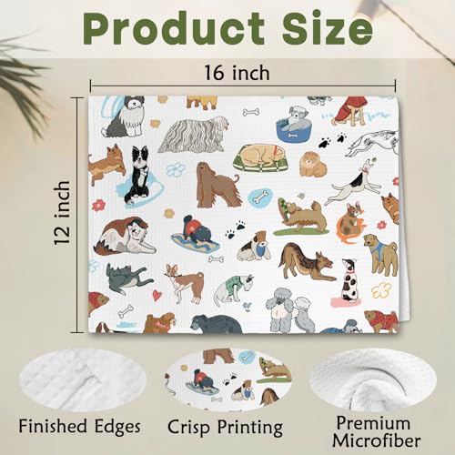 Funny Dog Kitchen Towels - 16x24 Inch Decorative Hand Towels for Dog Lovers