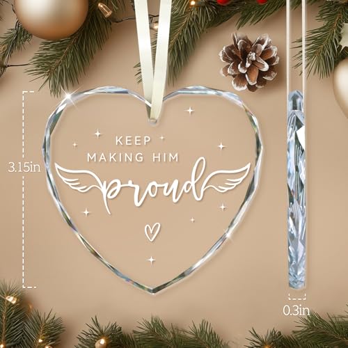Heart-Shaped Memorial Ornament for Loss of Dad - Keep Making Him Proud